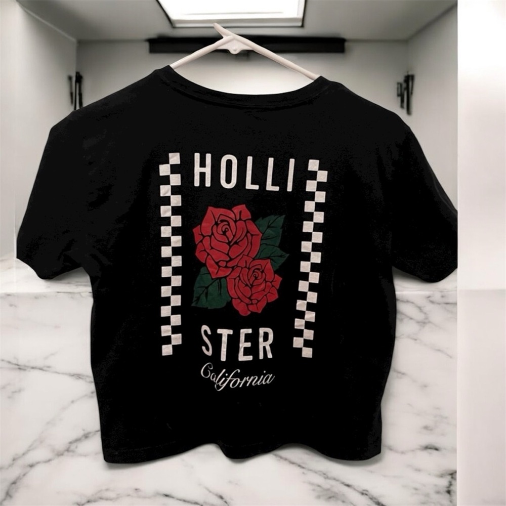 Hollister Crop top VSCO style Floral  T-shirt Rose California checkered XS Y2K